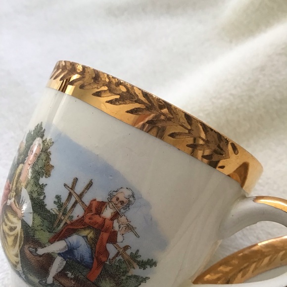 Vintage W.S. George Warranted 22 Karat Gold Ardalt Demitasse Half Cup Saucer - Picture 4 of 15